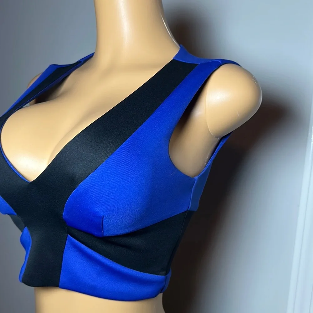 Bebe Blue and Black and Blue Crop Top